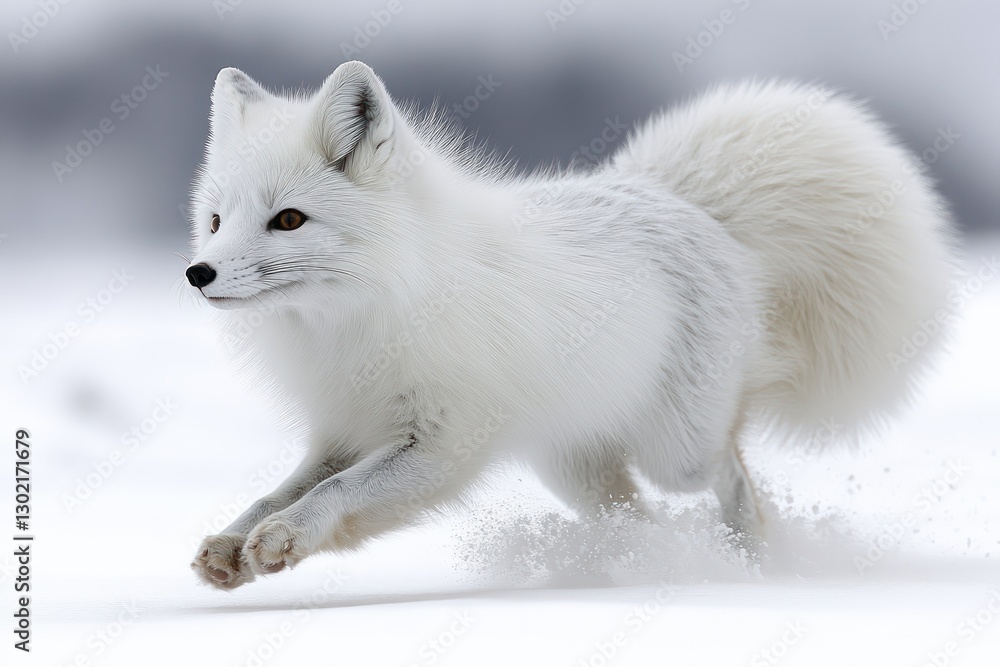 Arctic fox running snowy landscape winter wildlife Arctic fox running snowy landscape winter wildlife