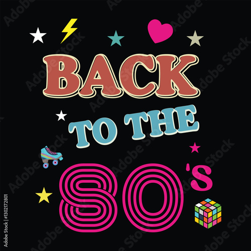 Throwback To The 80s Vintage T-shirt Design Vector with Bold Graphics
