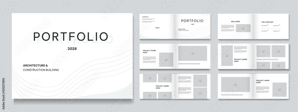 portfolio template design or real estate portfolio brochure modern minimal white architecture and interior portfolio layout