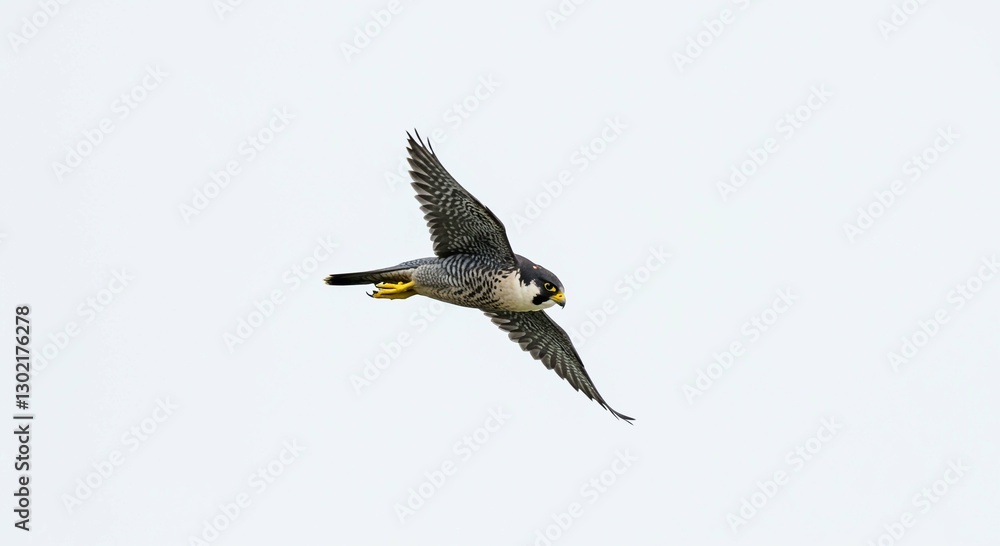Majestic Peregrine Falcon in Flight Soaring Against a Clear Sky Majestic Peregrine Falcon in Flight Soaring Against a Clear Sky