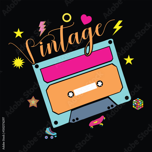 Throwback To The 80s Vintage T-shirt Design Vector with Iconic 80s Vibe