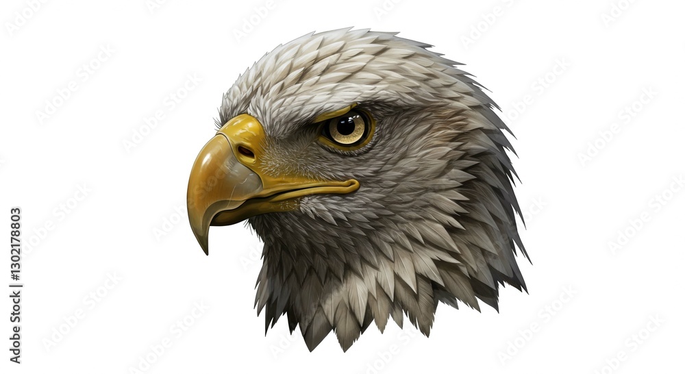 Obraz premium Majestic Bald Eagle Head Profile Detailed Wildlife Portrait Digital Art