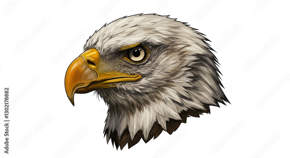 Obraz premium Majestic Bald Eagle Head Profile Wildlife Bird Portrait Detailed Feather Illustration