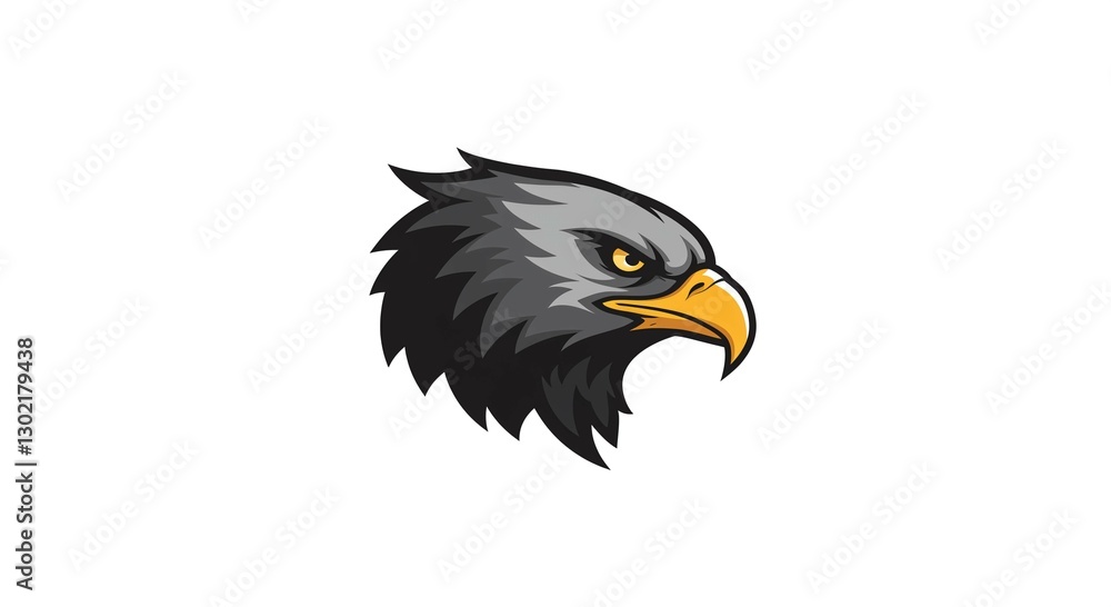 Fototapeta premium Powerful Eagle Head Mascot Design Gray and Yellow Illustration