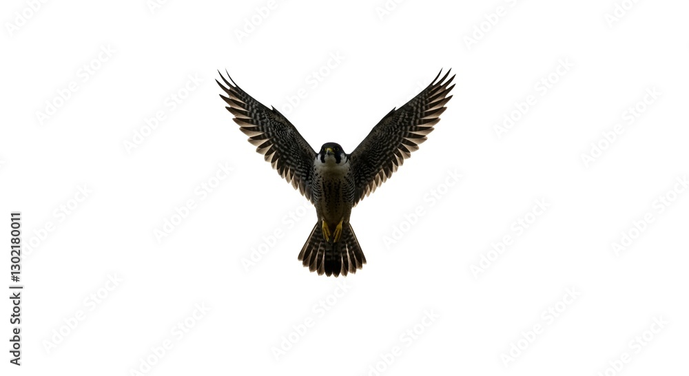 Obraz premium Majestic Peregrine Falcon in Flight Wings Spread Wide Isolated on White Background