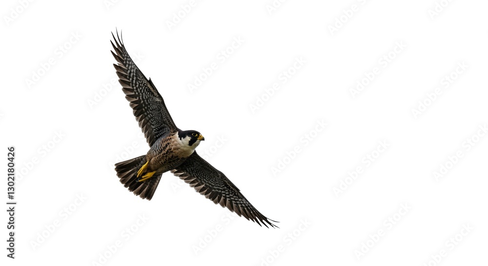 Majestic Peregrine Falcon in Flight Wings Spread Wide Isolated on White Background Majestic Peregrine Falcon in Flight Wings Spread Wide Isolated on White Background