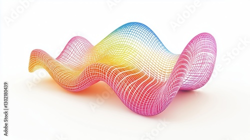 3D render of an isometric wave, grid on a white background. colorful design, abstract