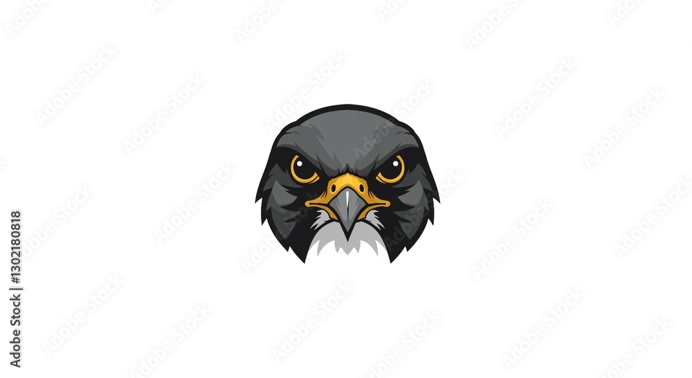 Obraz premium Powerful Falcon Head Illustration Fierce Bird of Prey Mascot Design Graphic for Branding