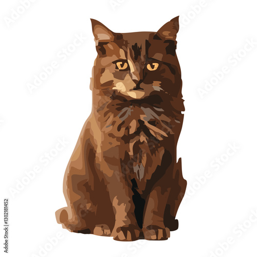 Brown Cat Sitting in white background