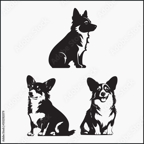 Corgi Pembroke Welsh Corgi silhouette set