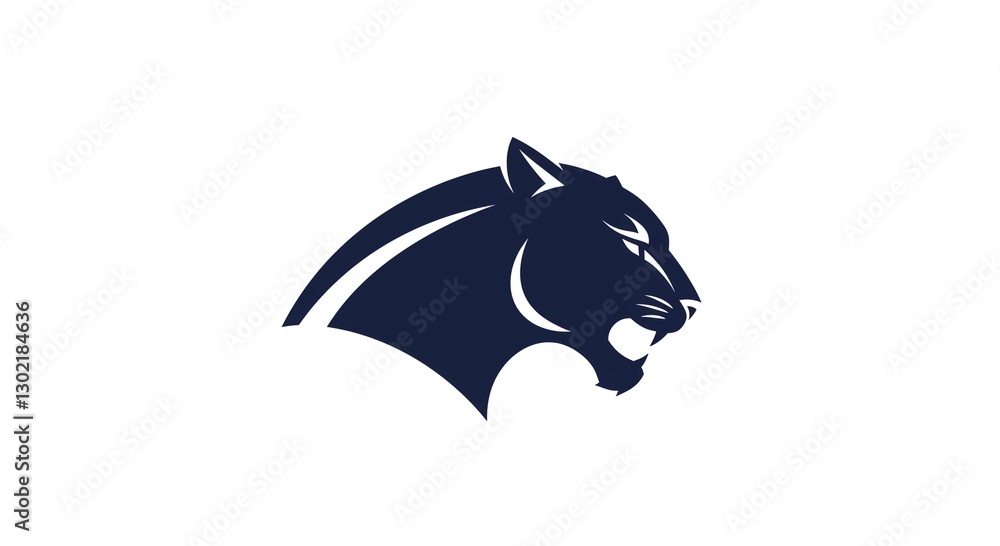 Powerful Panther Head Logo Design Illustration Wild Cat Silhouette Dark Blue Powerful Panther Head Logo Design Illustration Wild Cat Silhouette Dark Blue