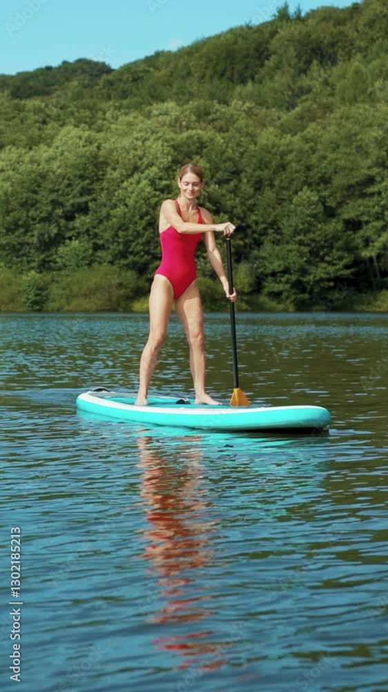 Experience a Sunny Day Paddle Boarding on a Tranquil Lake Surrounded by Natures Beauty Experience a Sunny Day Paddle Boarding on a Tranquil Lake Surrounded by Natures Beauty