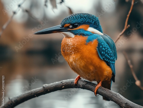 Blue Orange Bird Tree Branch