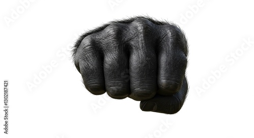 Powerful Gorilla Fist Close up Image of Primate Hand Strong Animal Anatomy Hairy Knuckles