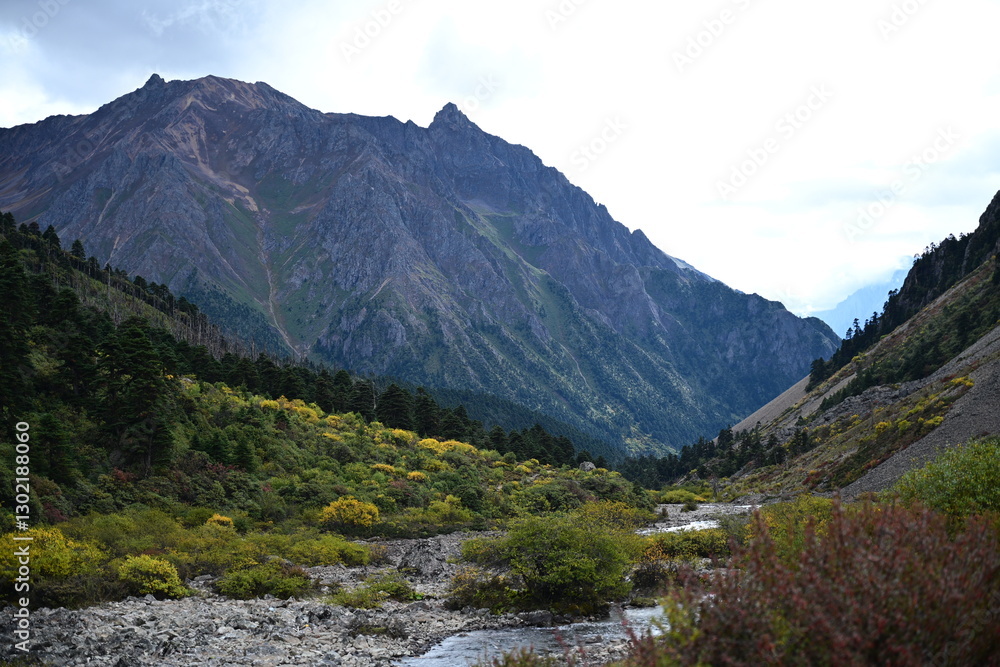 mountain landscape with lake and mountains mountain landscape with lake and mountains