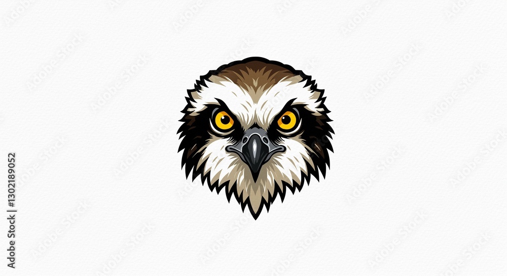 Fototapeta premium Fierce Osprey Bird Head Detailed Illustration Wildlife Nature Raptor