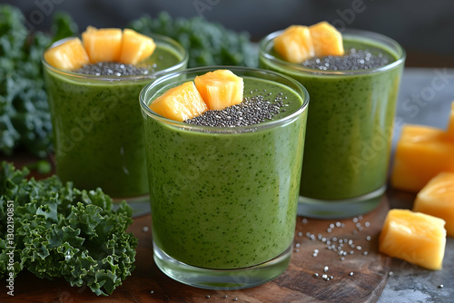 Healthy Green Smoothie Bowls, Close-up photo