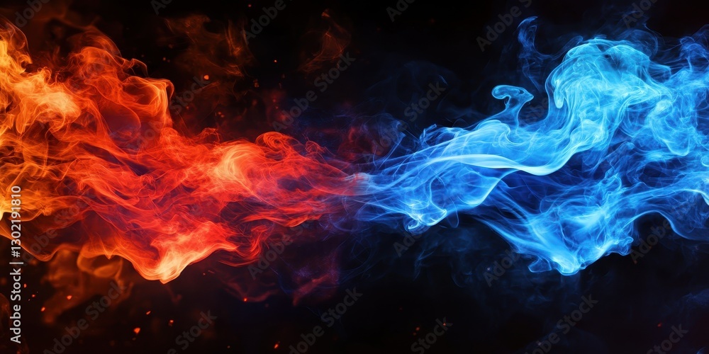Fototapeta premium Abstract representation shows fire and ice converging in a dynamic dance