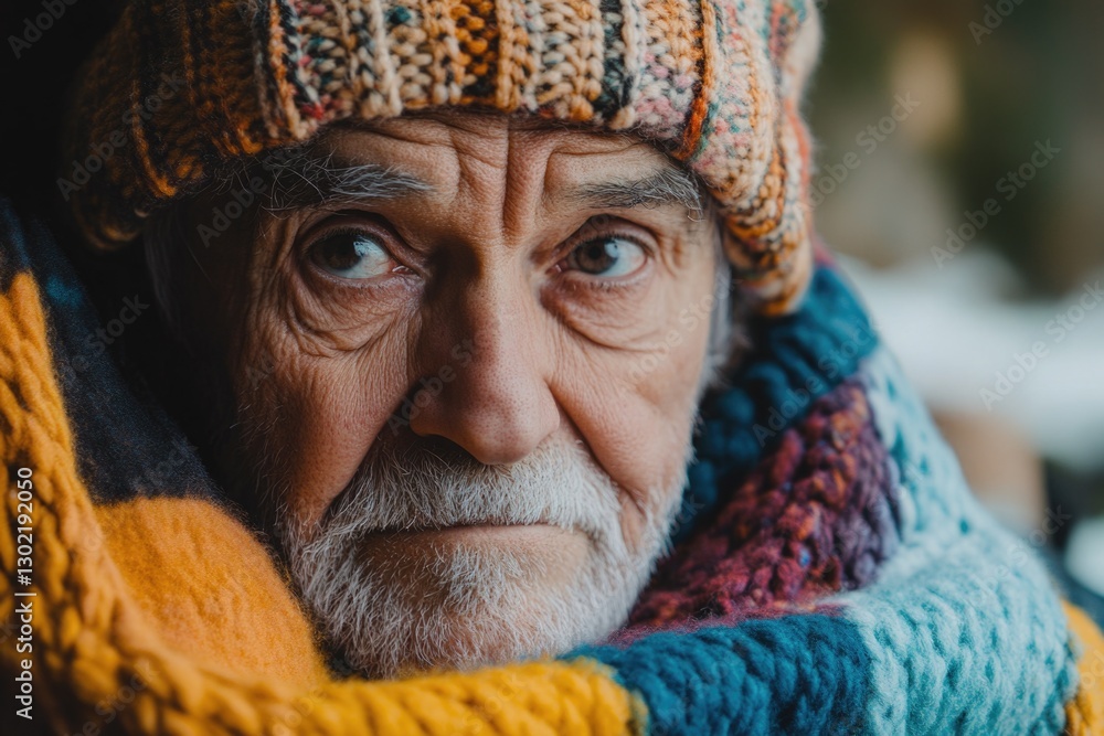 Senior Man with Knitted Hat and Scarf Senior Man with Knitted Hat and Scarf