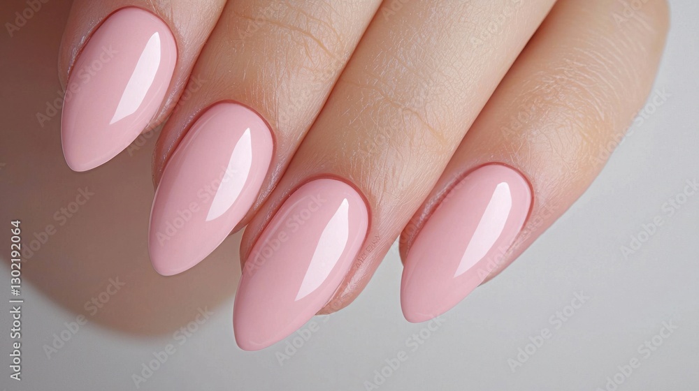 Perfectly Polished Pink Nail Art on Elegant Female Hand Close-up Perfectly Polished Pink Nail Art on Elegant Female Hand Close-up