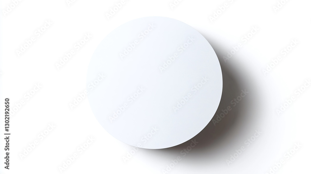 A realistic white circle sticker isolated on a clean white background, highlighting subtle texture and lighting. A realistic white circle sticker isolated on a clean white background, highlighting subtle texture and lighting.