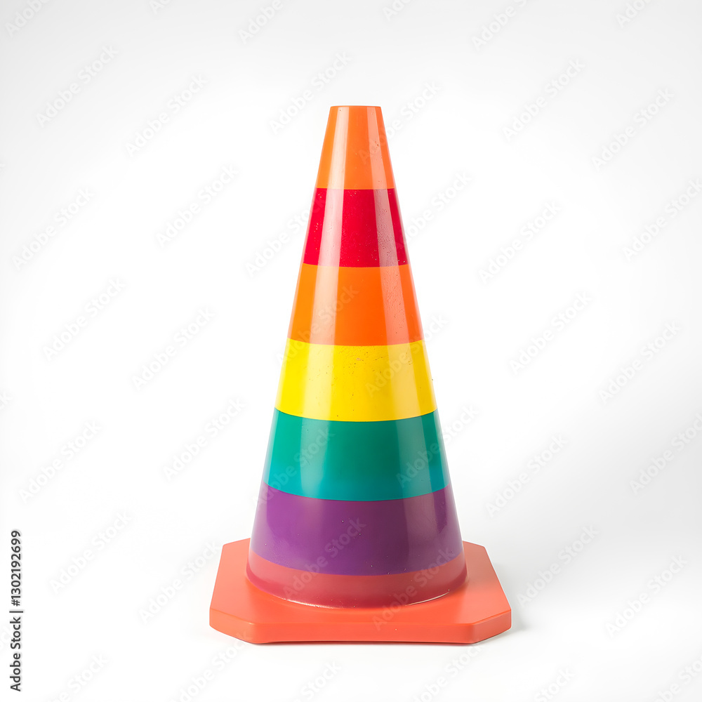 Rainbow traffic cone isolated on white background. Rainbow traffic cone isolated on white background.
