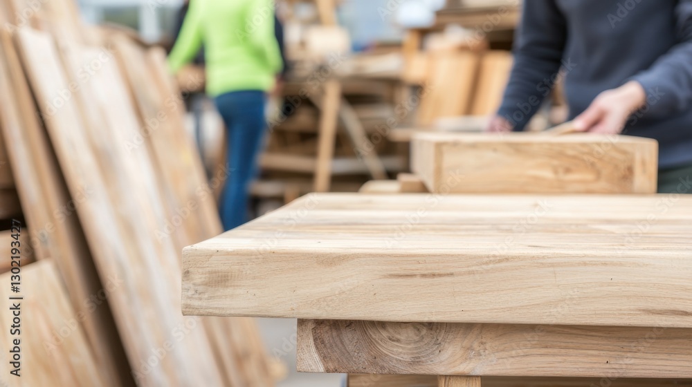Eco-friendly shopping at thrift markets Concept, Eco-Conscious Examination of Pre-Loved Furniture in Workshop Environment Eco-friendly shopping at thrift markets Concept, Eco-Conscious Examination of Pre-Loved Furniture in Workshop Environment