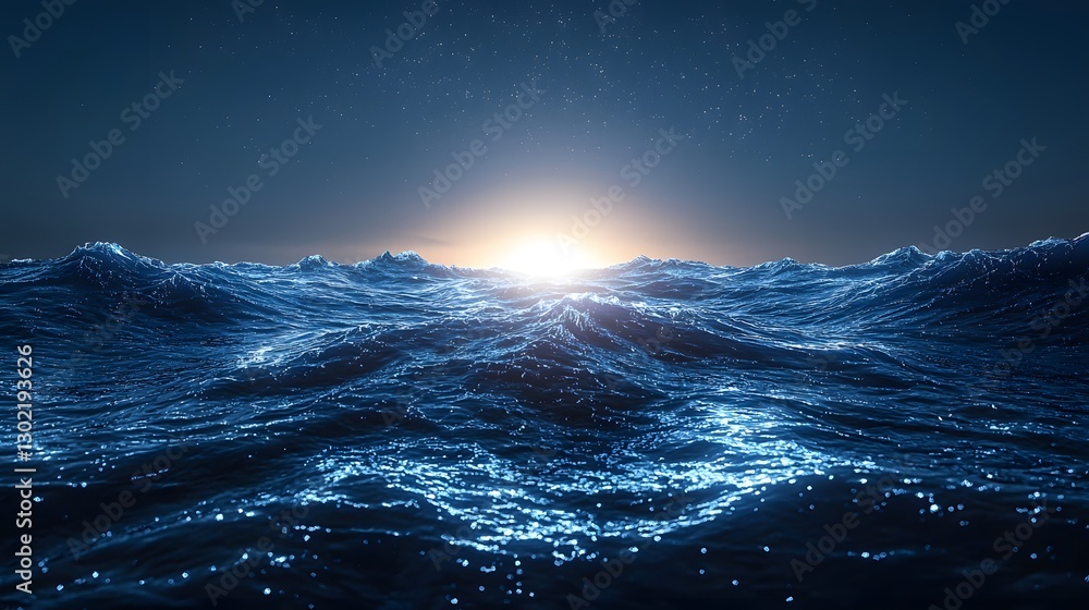 Fototapeta premium Expansive view of a large tranquil body of water surrounded by lush greenery and clear blue skies