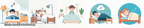 vector boy sleeping on bed