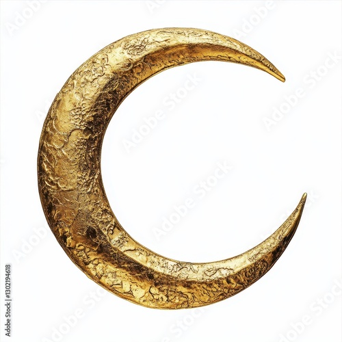 Wallpaper Mural Golden Textured Crescent Moon on White Background Torontodigital.ca