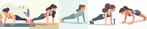 vector of a woman doing push ups