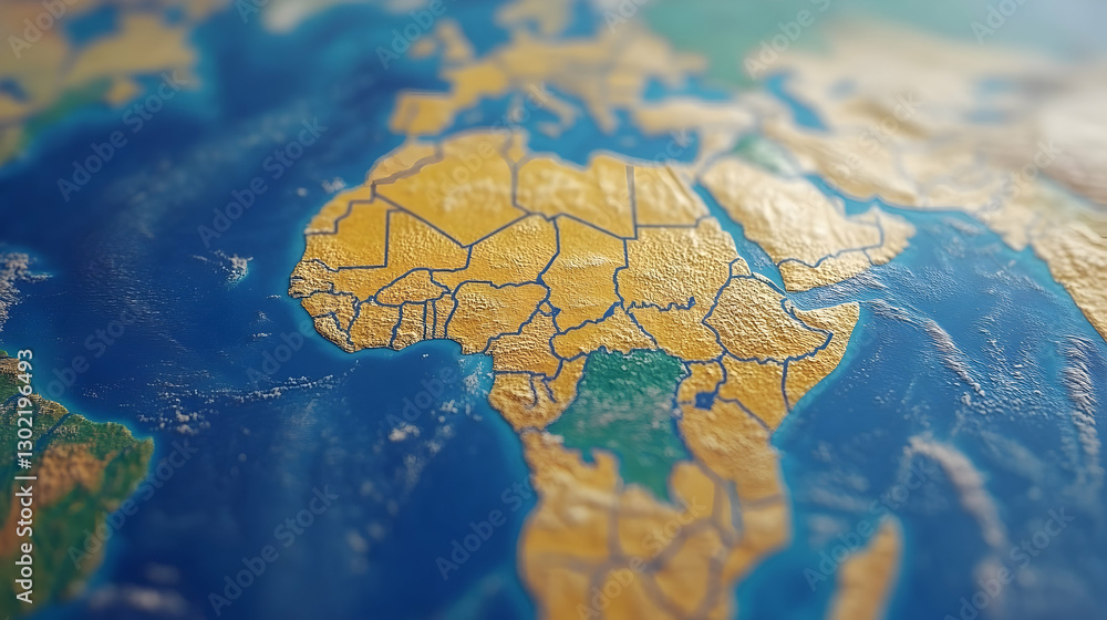 Detailed 3D rendering of the African continent and surrounding regions Detailed 3D rendering of the African continent and surrounding regions