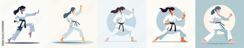 vector of a woman practicing karate vector of a woman practicing karate
