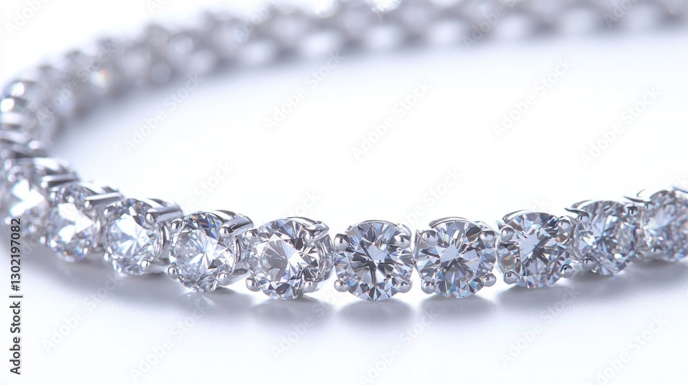 Elegant Diamond Bracelet with Sparkling Gemstones on White Background Elegant Diamond Bracelet with Sparkling Gemstones on White Background