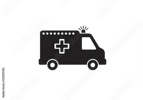 Wallpaper Mural Simple black and white ambulance icon with cross symbol and emergency light bar Torontodigital.ca