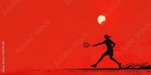 Wallpaper Mural A Tennis Player Swinging Her Racket Against A Red Background Torontodigital.ca