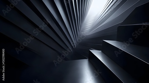 Black and white tunnel with dramatic perspective creating a sense of depth and enigmatic atmosphere