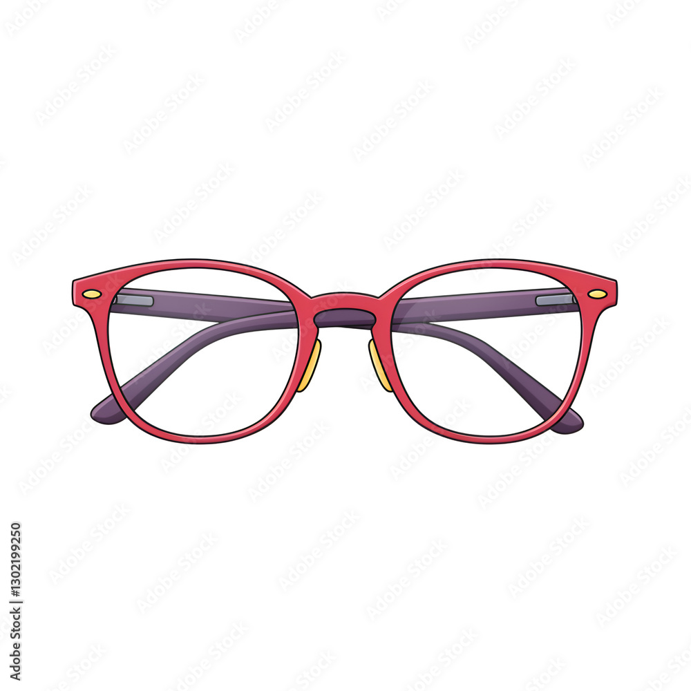 Fototapeta premium Stylish Red Round Eyeglasses Modern Fashion Accessory Design Look Style Retro Frames Trendy Vision