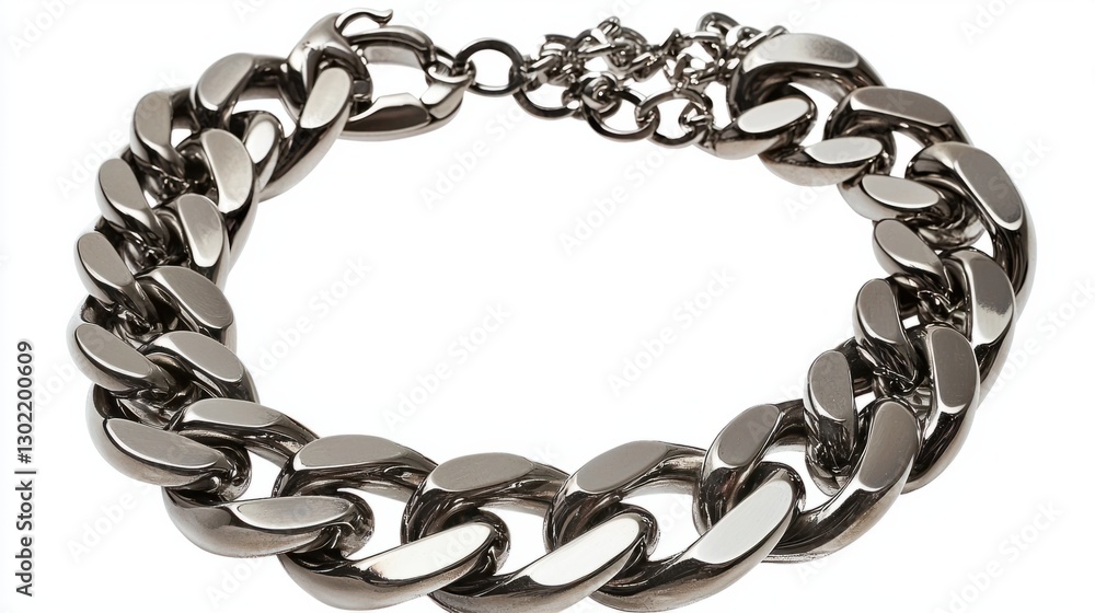 Obraz premium Elegant Silver Chain Necklace with Smooth Links and Stylish Finish