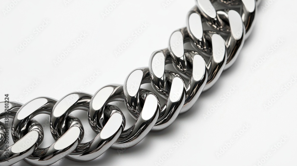 High-Quality Silver Chain Close-Up with Smooth Curved Links High-Quality Silver Chain Close-Up with Smooth Curved Links