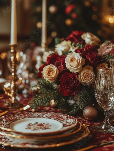 Red and white flower arrangement