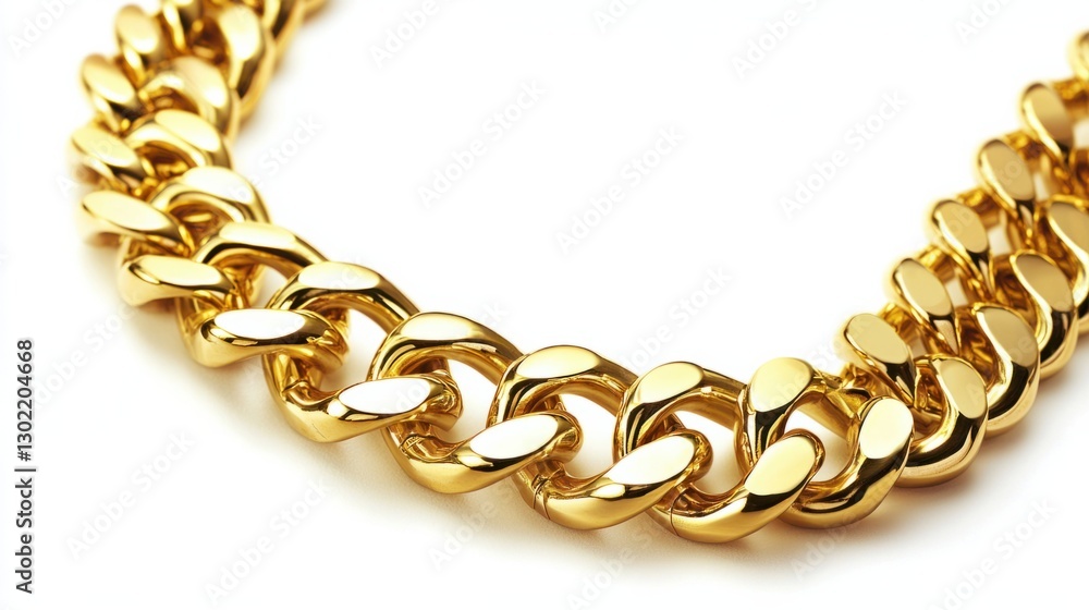 Obraz premium Shiny Gold Chain Necklace Close-Up with Smooth Links and Texture