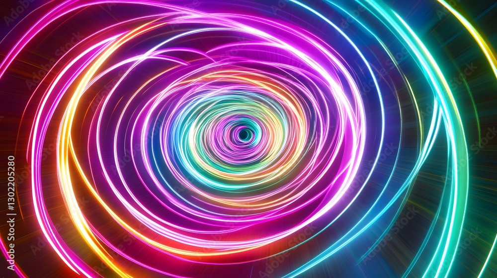 Abstract swirling neon light creating a vibrant colorful vortex Abstract swirling neon light creating a vibrant colorful vortex