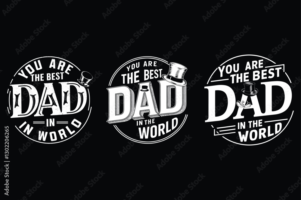 Obraz premium Best Dad Ever: Vintage Monochrome Father’s Day T-Shirt 