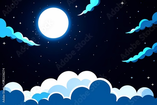 Wallpaper Mural cloudy night sky with stars and moon Torontodigital.ca