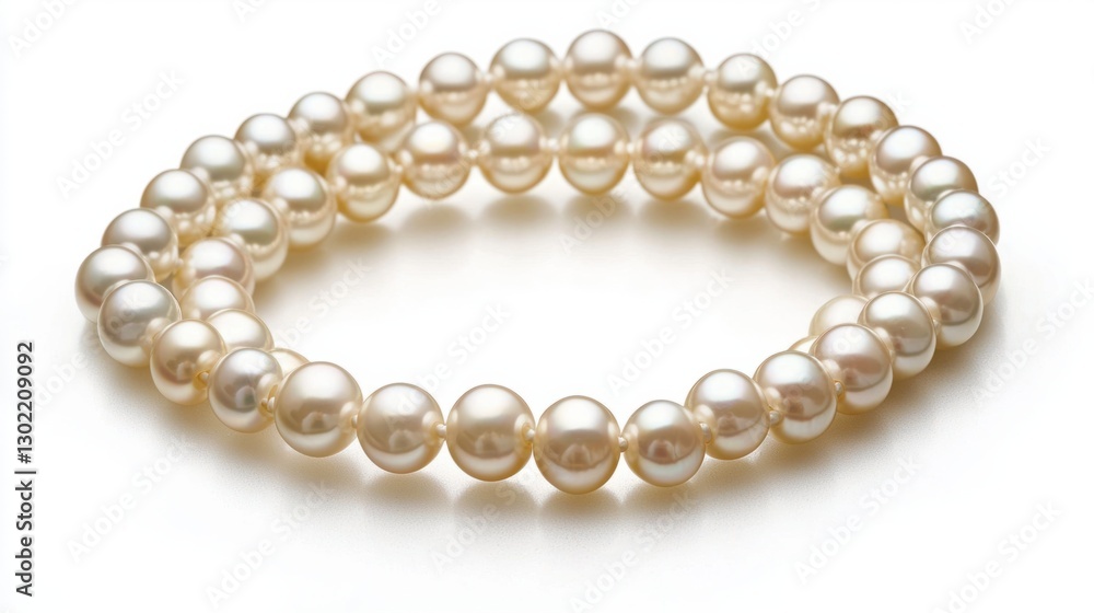 Elegant White Pearl Necklace on Soft Background for Jewelry Display Elegant White Pearl Necklace on Soft Background for Jewelry Display