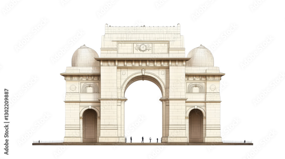 Obraz premium arc de triomphe in paris isolated on white background