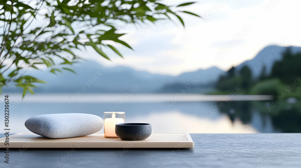 Serene Zen Meditation Space by a Lake Serene Zen Meditation Space by a Lake