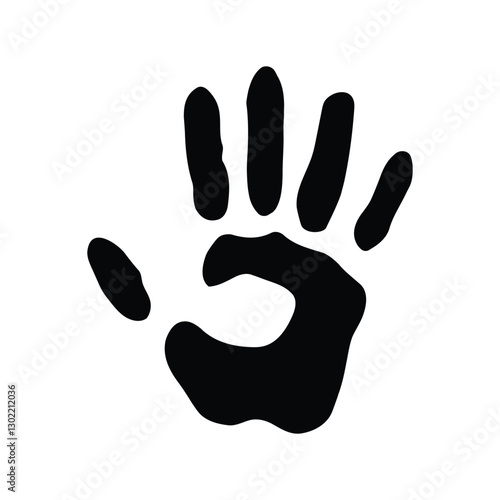 human palm print isolated on transparent background simple flat icon
