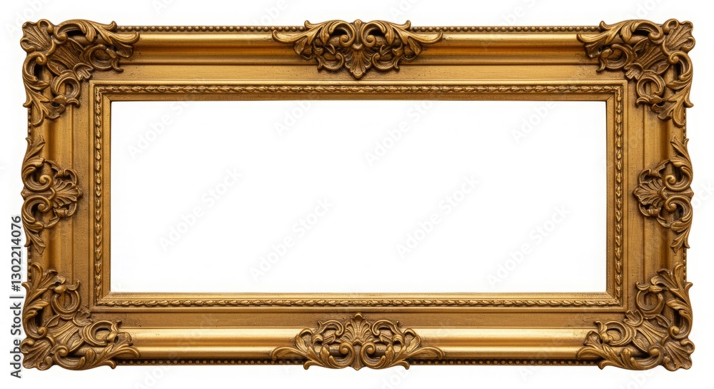 Obraz premium Ornate gold frame isolated on white. Perfect for adding a touch of elegance to your designs.